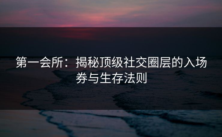第一会所：揭秘顶级社交圈层的入场券与生存法则